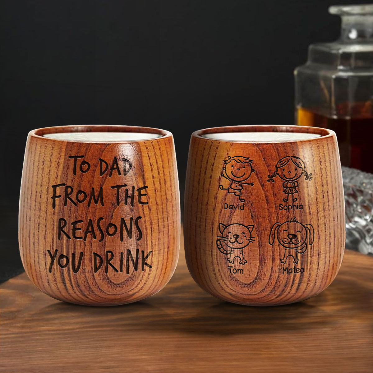From The Reasons You Drink - Personalized Custom Engraved Wooden Whiskey Glass