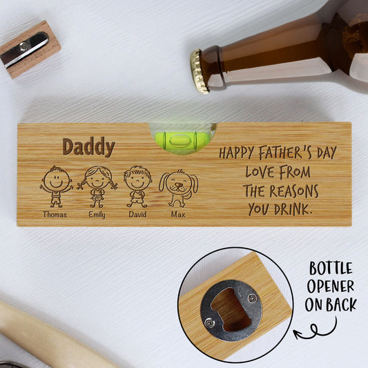 From The Reasons Your Drink - Personalized Custom Engraved Wooden Spirit Level Bottle Opener