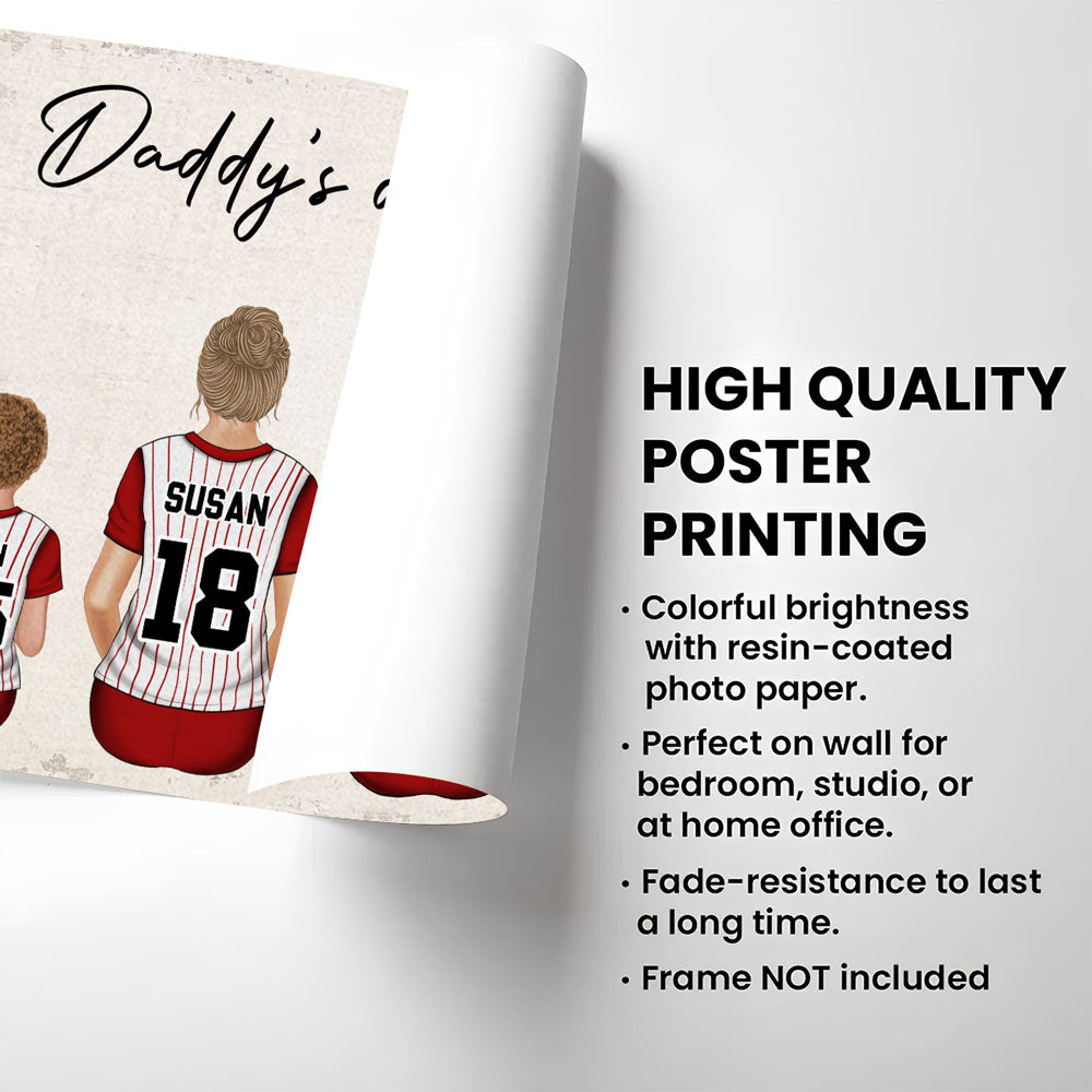 Daddys Team Baseball Family Sitting - Personalized Custom Poster