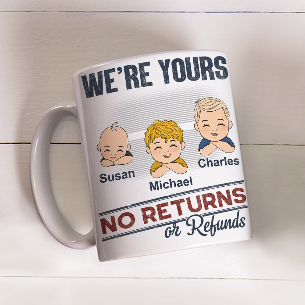 No Returns Or Refunds Chibi Grandkids - Personalized Custom Coffee Mug