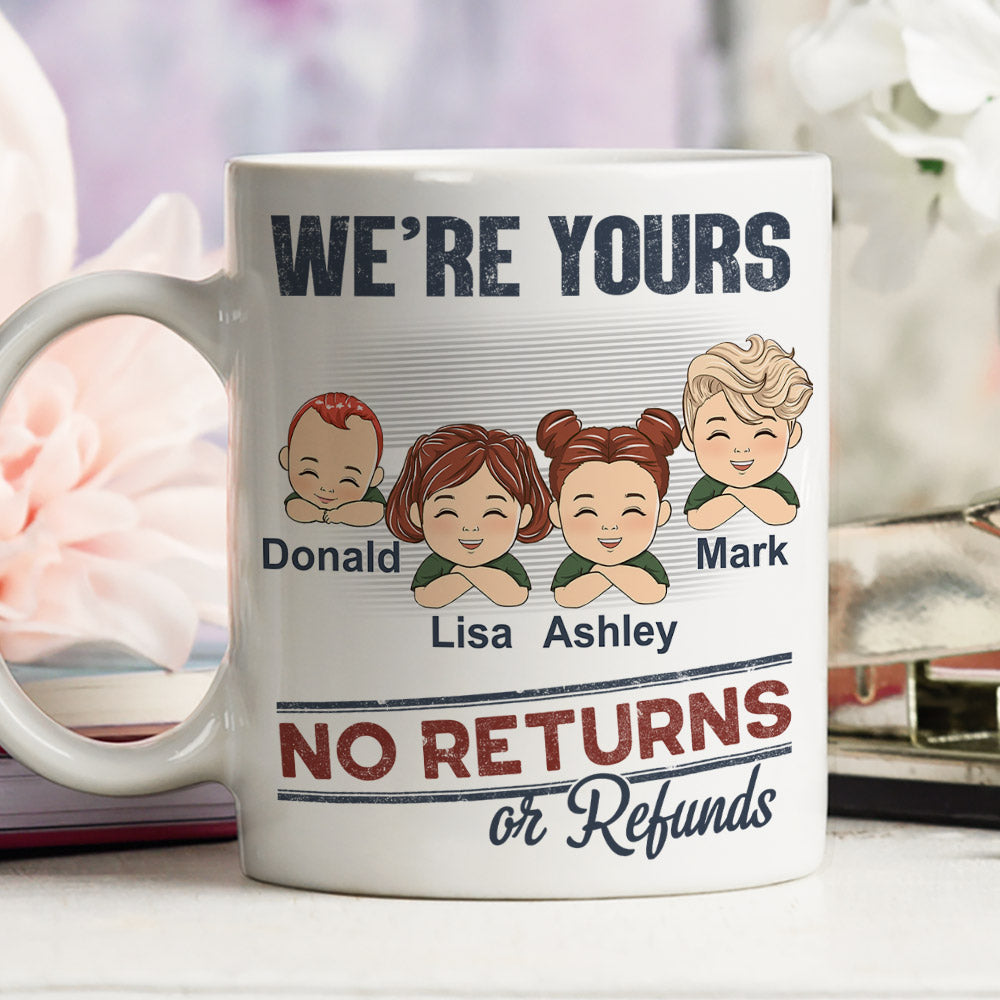 No Returns Or Refunds Chibi Grandkids - Personalized Custom Coffee Mug