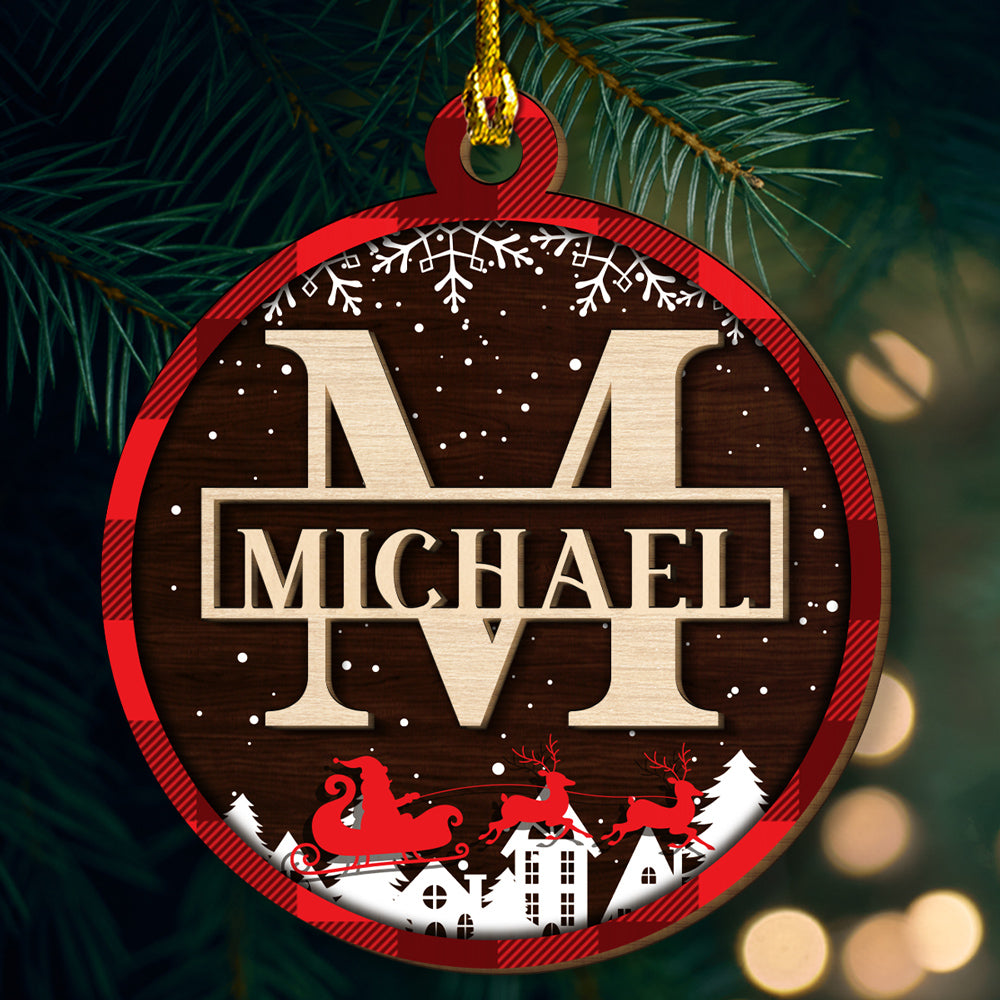 Custom Name Merry Christmas - Personalized Custom 2-layered Wood Ornament