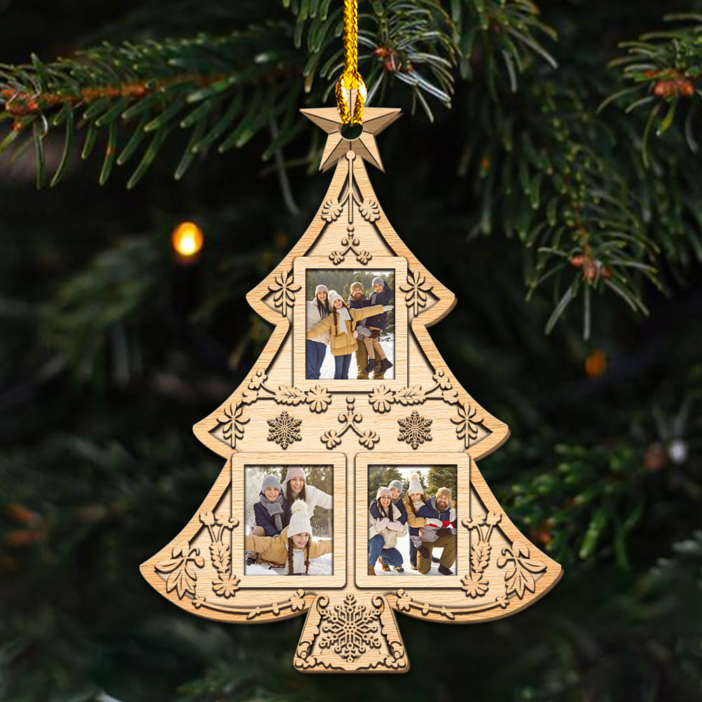 Christmas Tree Family - Personalized Custom Wood Ornament