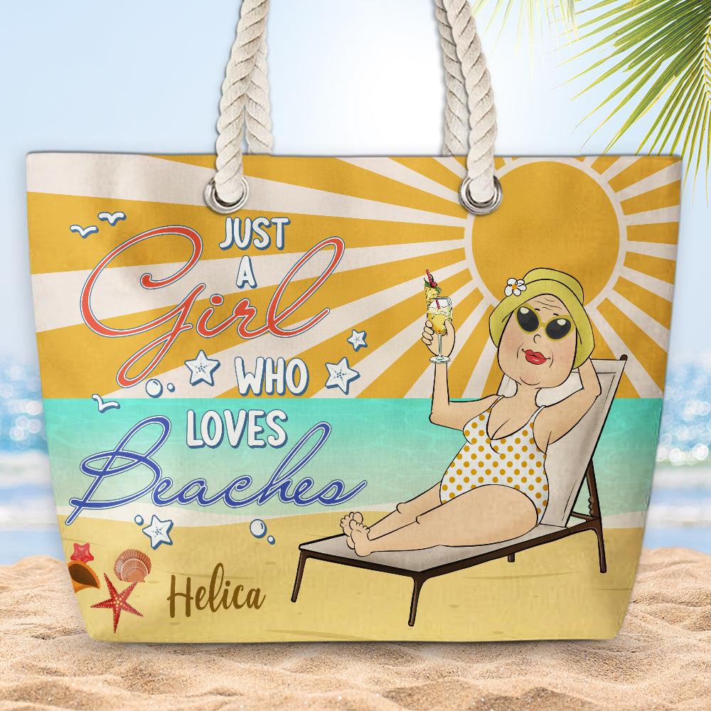Just A Girl Who Loves Beaches - Personalized Beach Bag