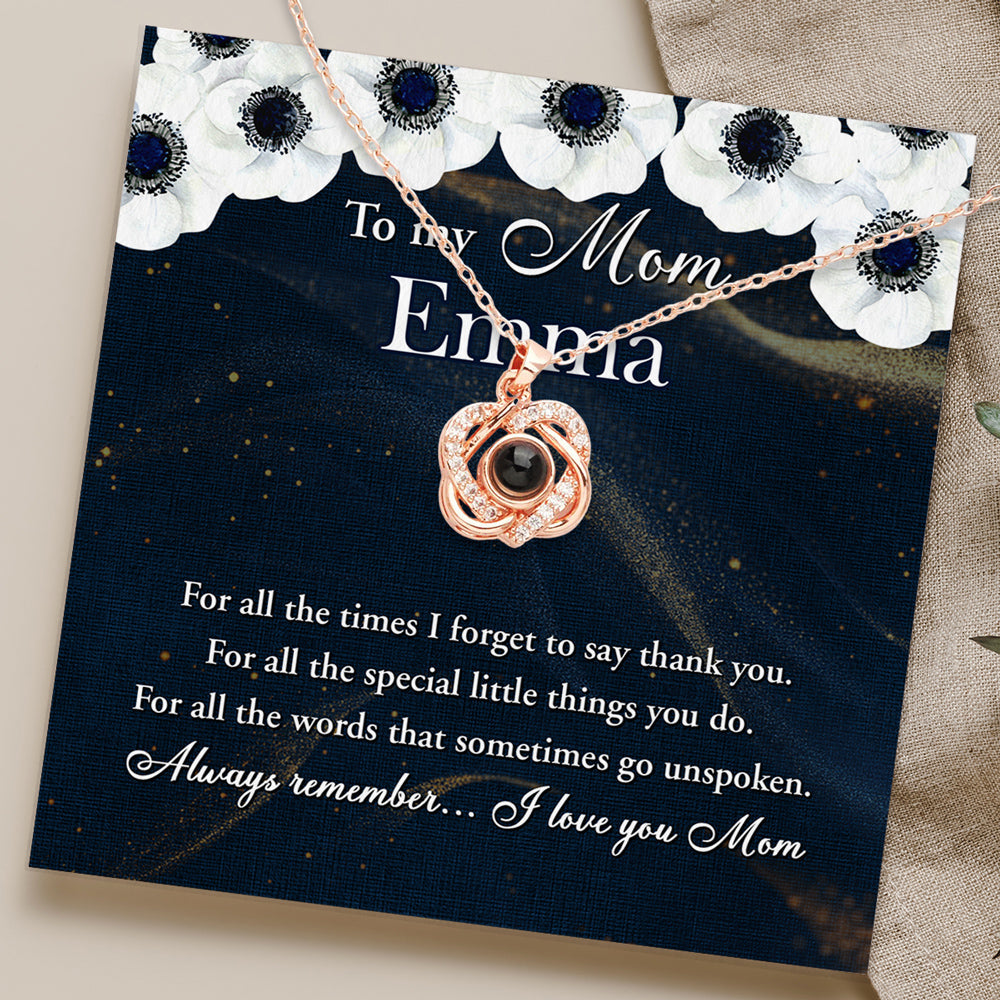 Always Remember - Personalized Custom Preserved Rose With Projection Necklace