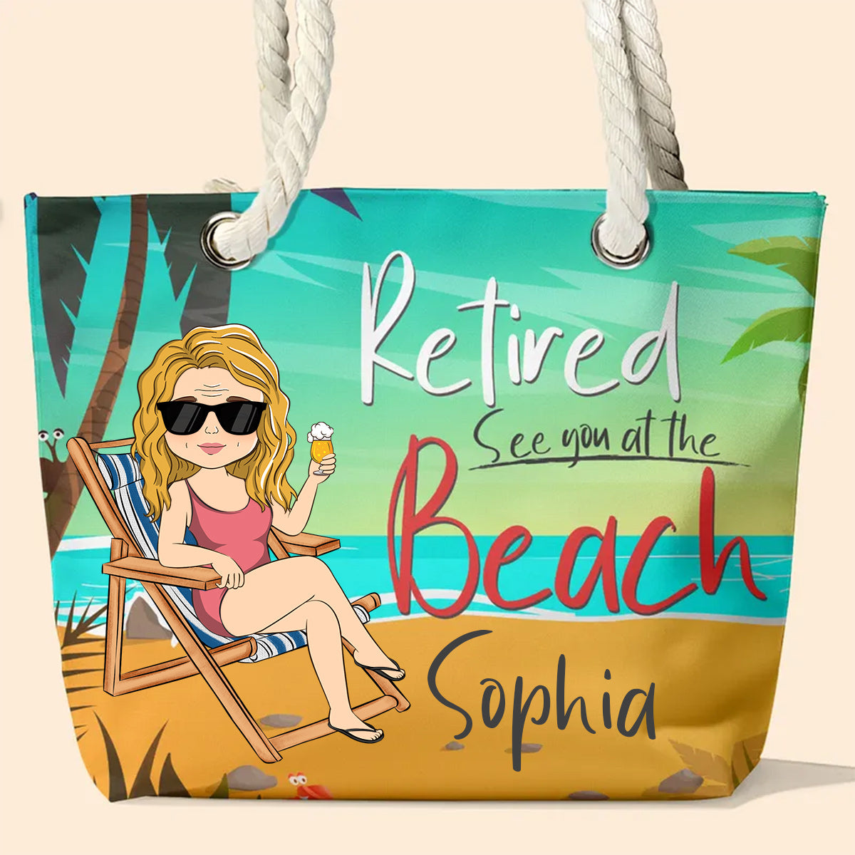 Retired See You At The Beach - Personalized Beach Bag