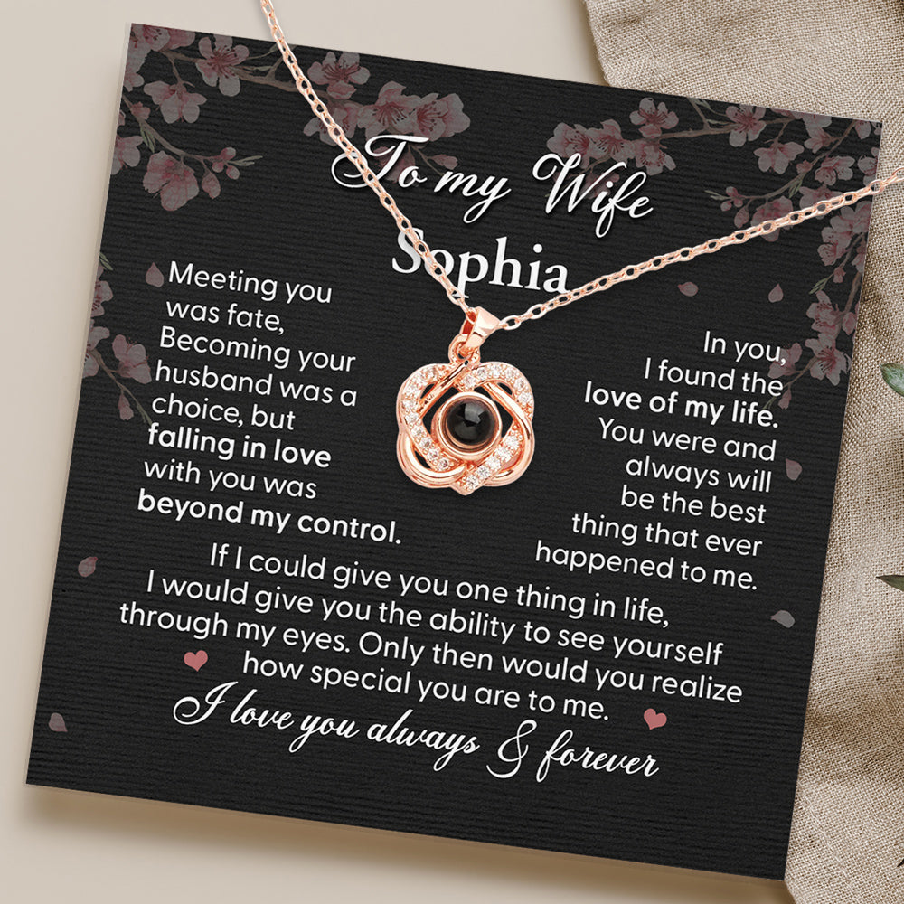 I Love You Always - Personalized Custom Preserved Rose With Projection Necklace