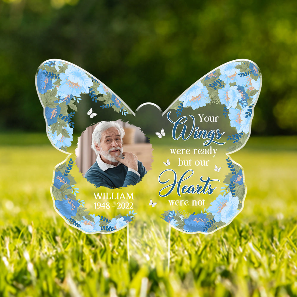 Custom Photo Your Wings Were Ready - Personalized Custom Acrylic Garden Stake