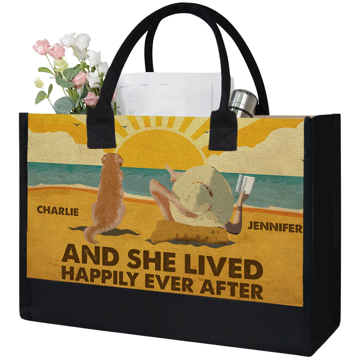 Beach Vibes - Personalized Custom Canvas Tote Bag