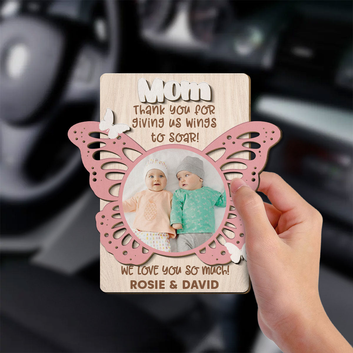 Thank You For Giving Us Wings - Personalized Custom Car Visor Clip
