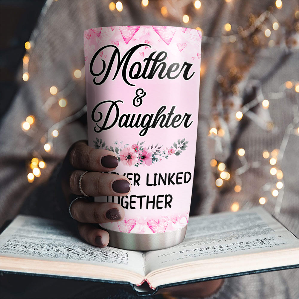 Mother And Daughters Pink Heart - Personalized Custom Tumbler