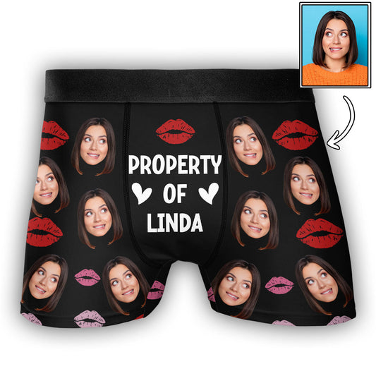 Property Of Her - Personalized Photo Men's Boxer Briefs