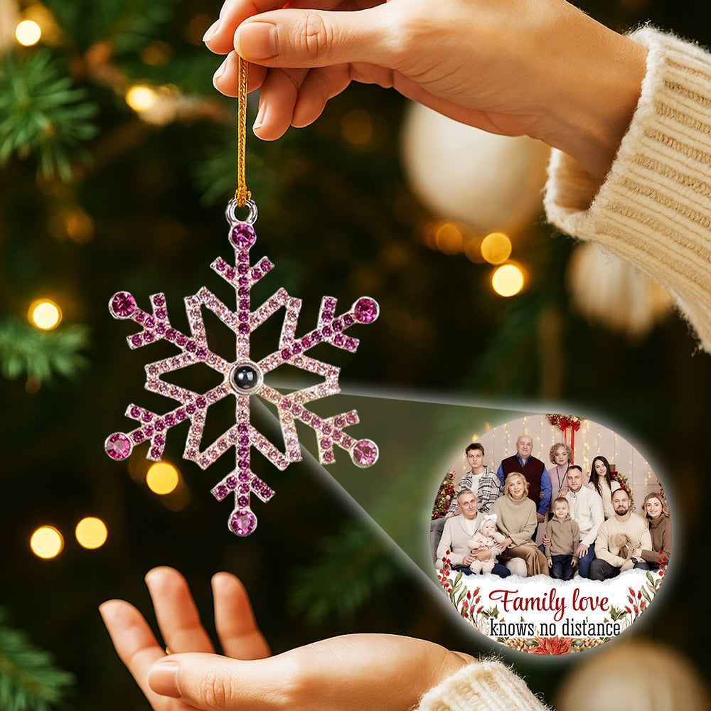 Family Love - Personalized Custom Photo Snowflake Projection Ornament