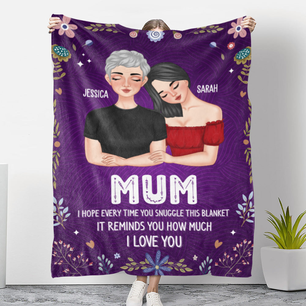 A Hug From Daughters To Mom - Personalized Custom Fleece Blanket