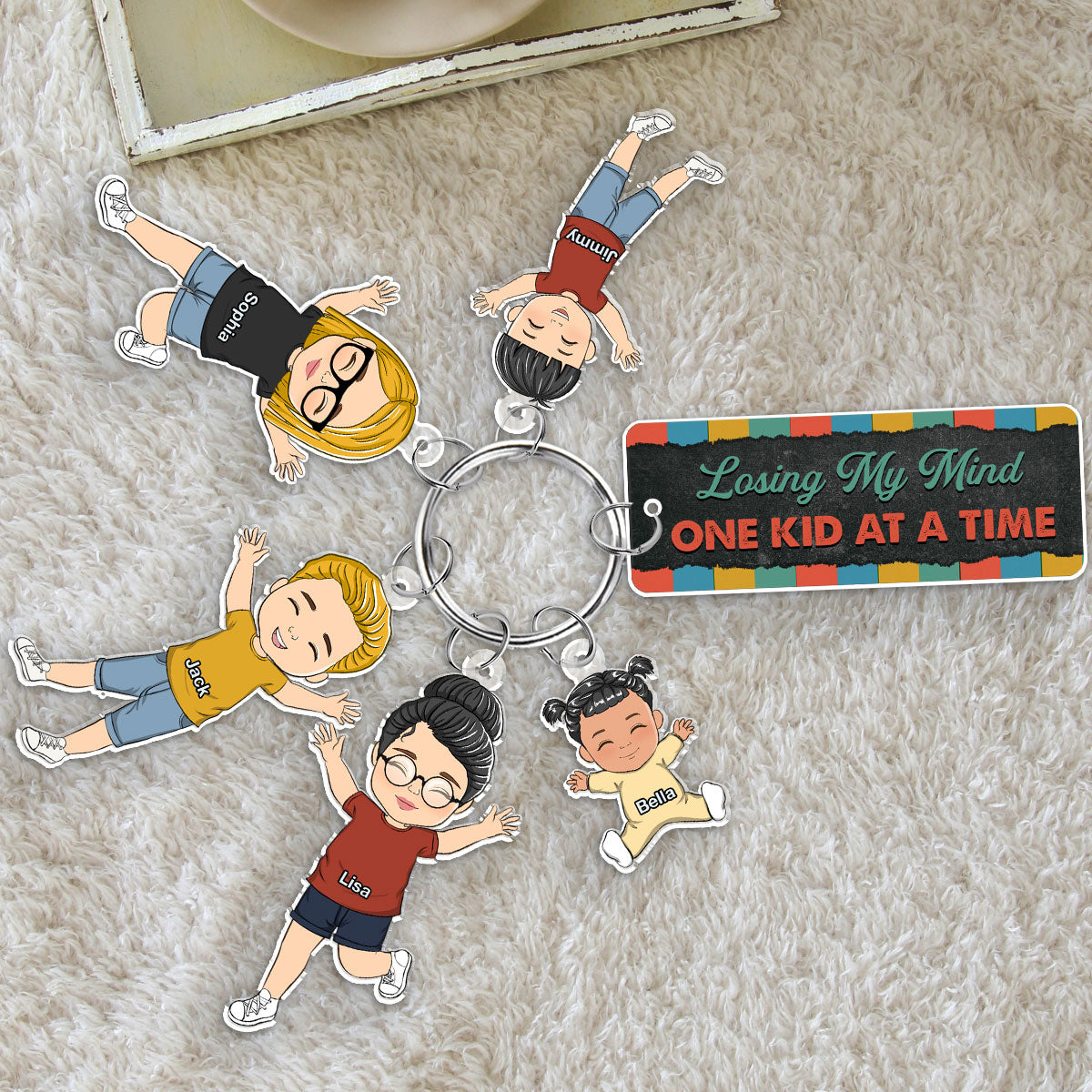 Losing My Mind One Kid At A Time - Personalized Acrylic Tag Keychain