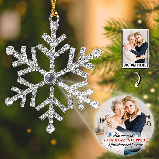 The Moment Your Heart Stopped - Personalized Custom Photo Snowflake Projection Ornament