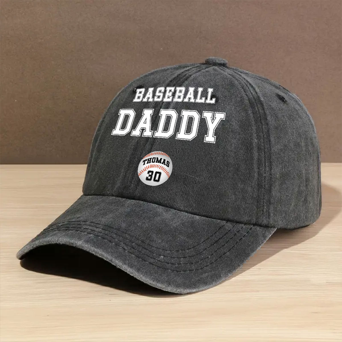 Baseball Dad - Personalized Custom Vintage Washed Denim Cap