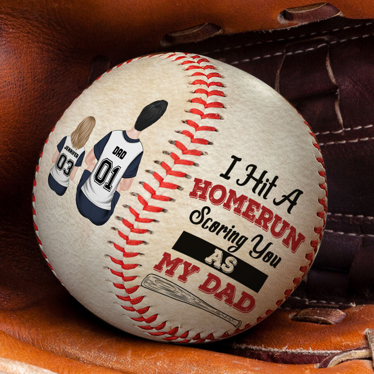 We Hit A Homerun Scoring You As Our Dad - Personalized Custom Baseball