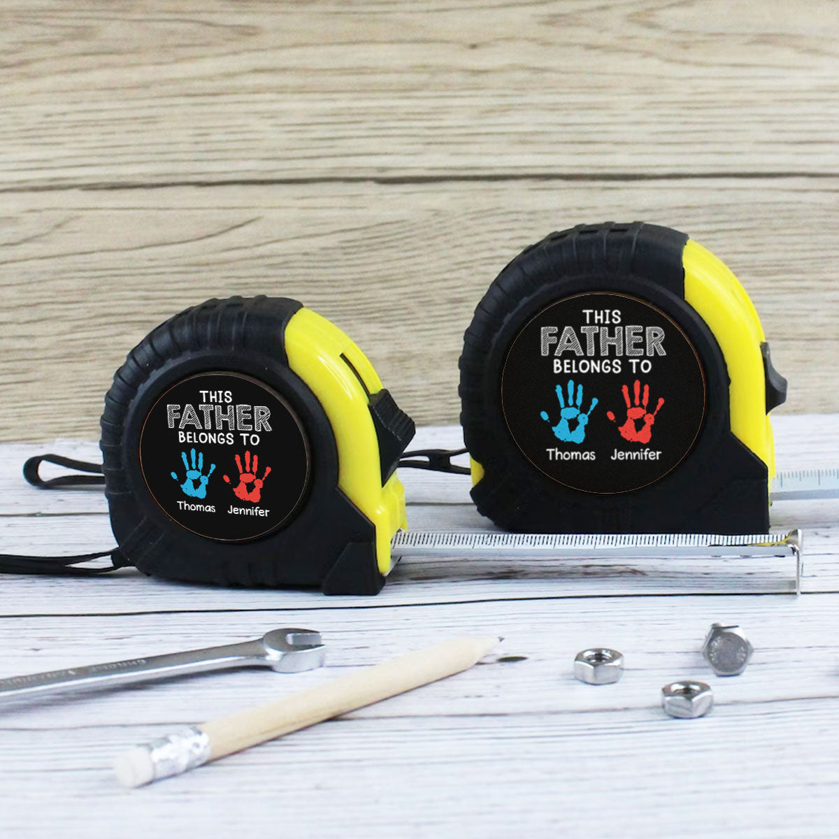 This Grandpa Daddy Belongs To - Personalized Custom Tape Measure