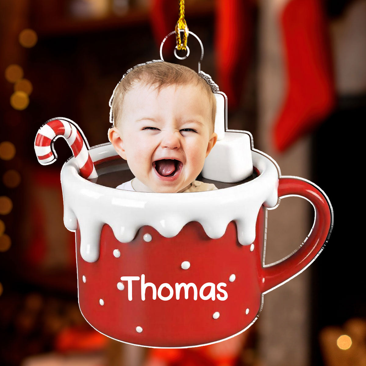 Baby In Hot Cocoa - Personalized Custom Acrylic Ornament
