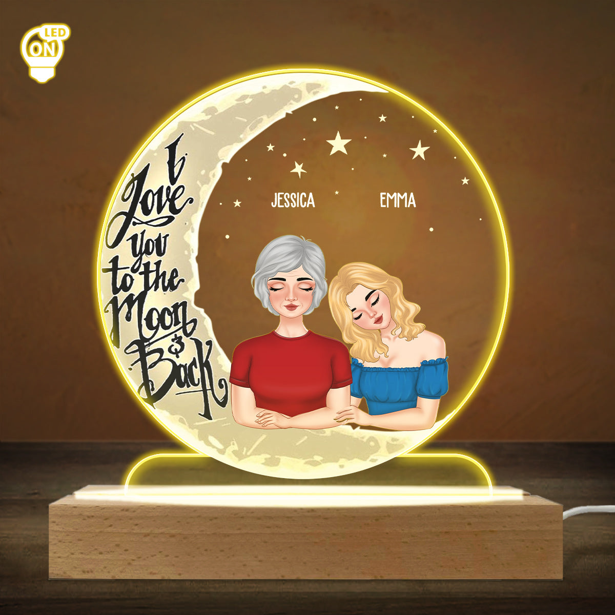 Love Mom To The Moon And Back - Personalized Custom LED Light