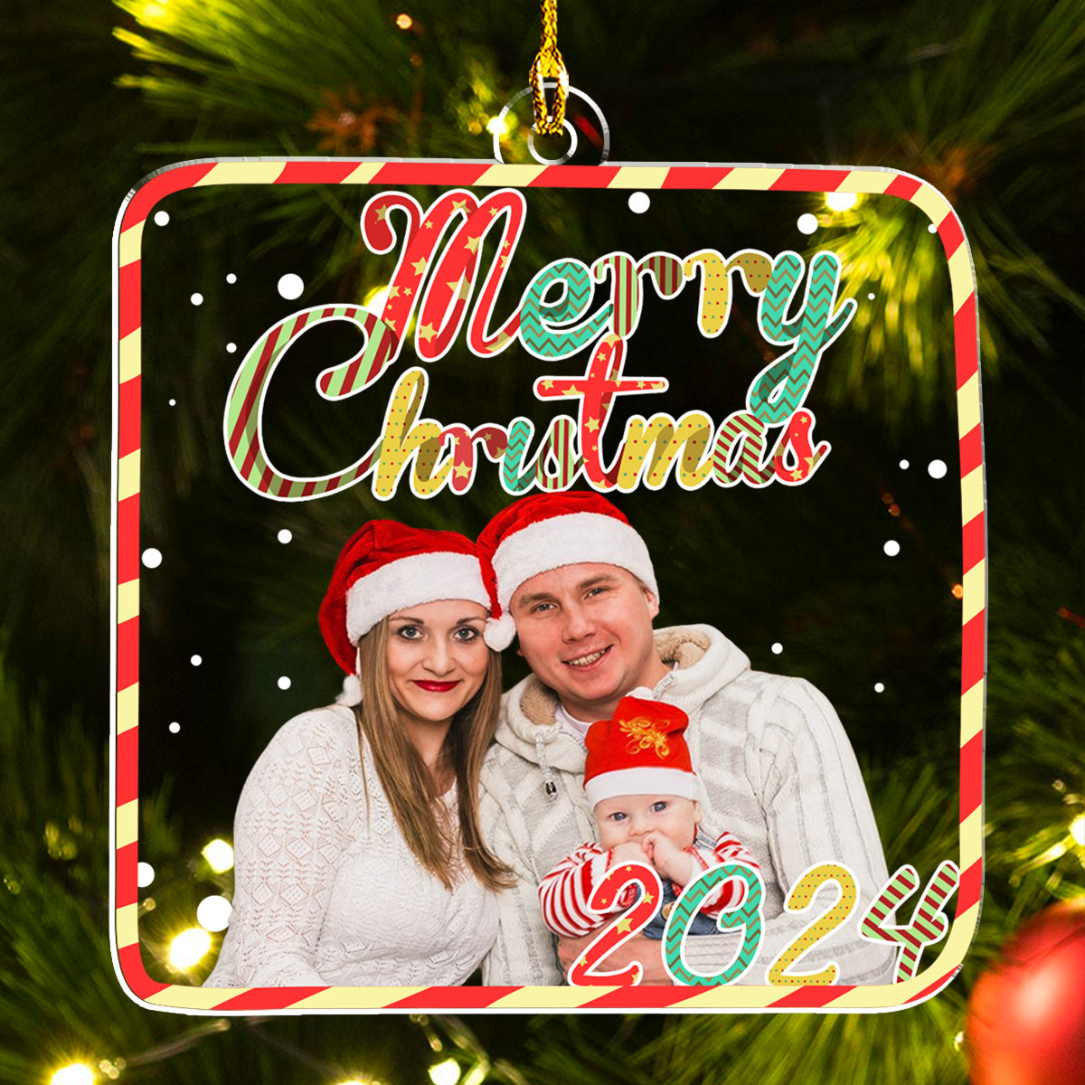 Our family At Christmas - Personalized Custom Acrylic Ornament