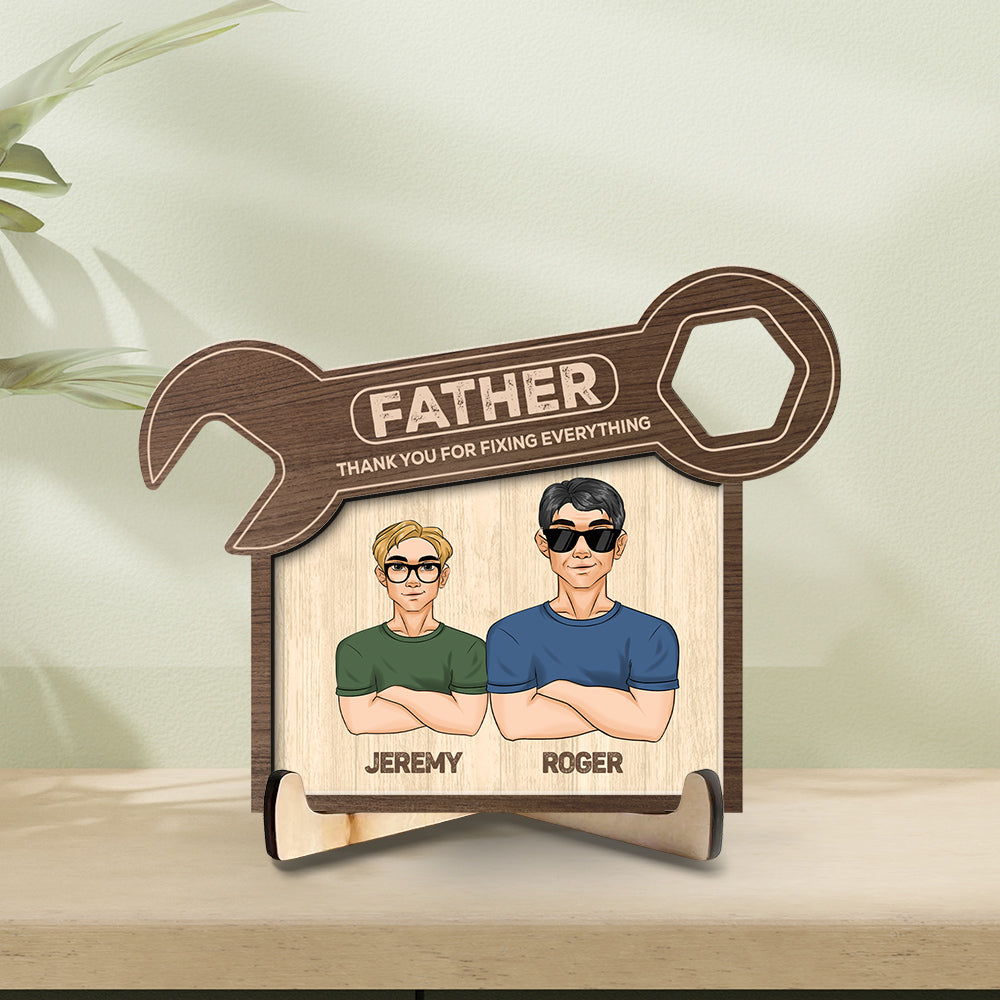 Dad Thank You For Fixing Everything - Personalized Wooden Plaque