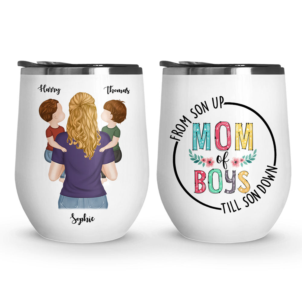 Mom Of Boys - Personalized Custom Wine Tumbler