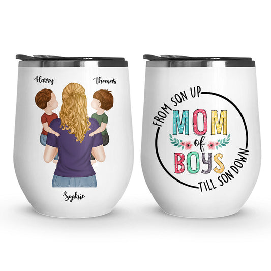 Mom Of Boys - Personalized Custom Wine Tumbler