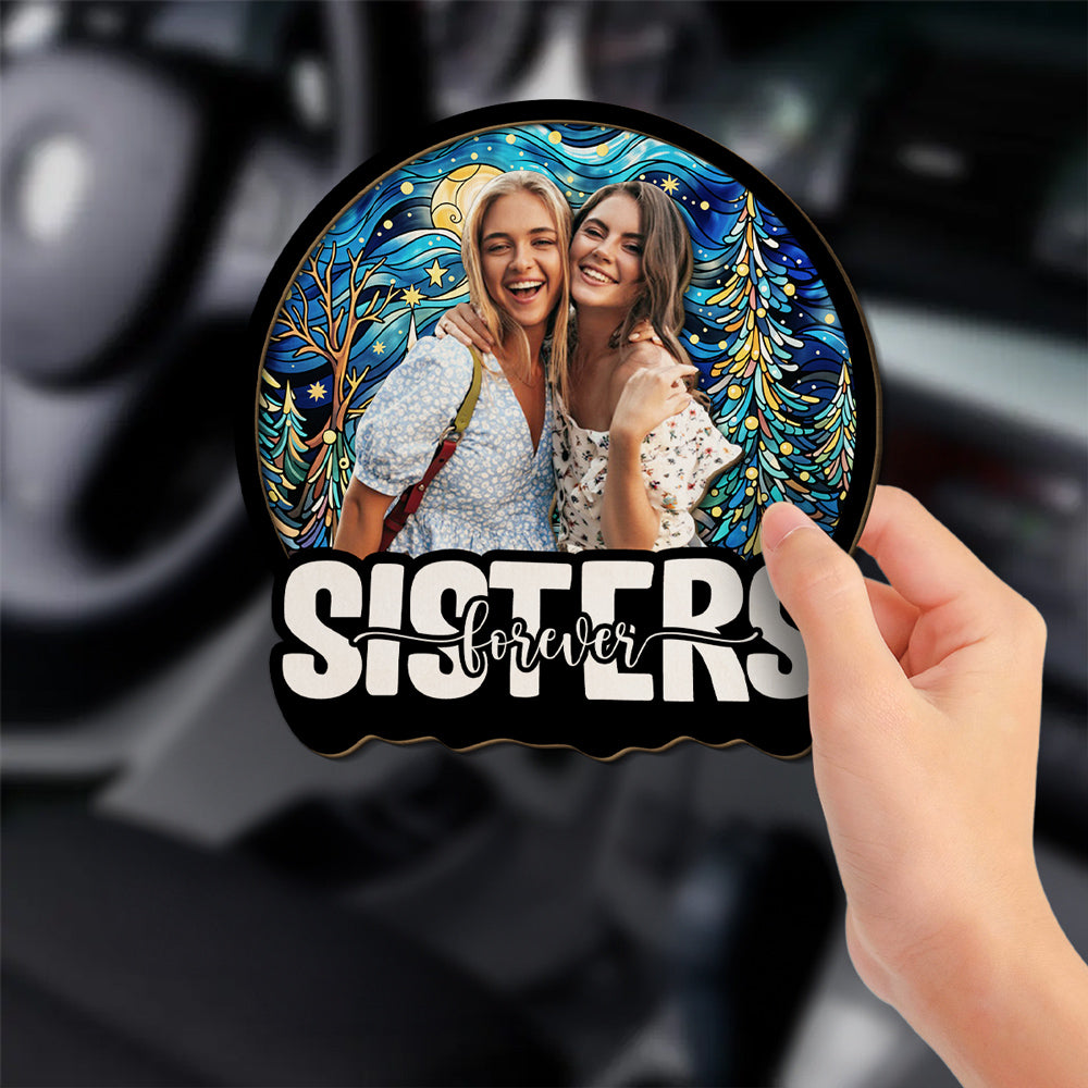 Besties Sitting Together Version Photo - Personalized Custom Car Visor Clip
