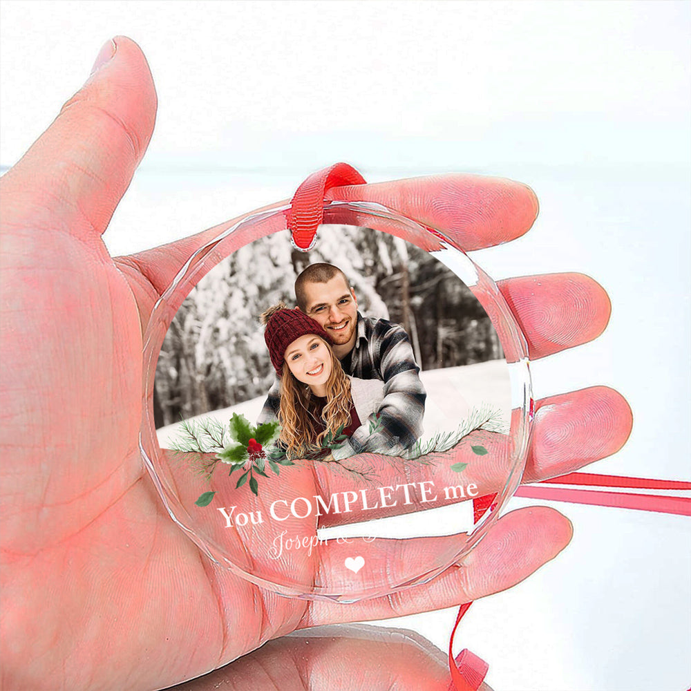 You Complete Me - Personalized Custom Glass Ornament