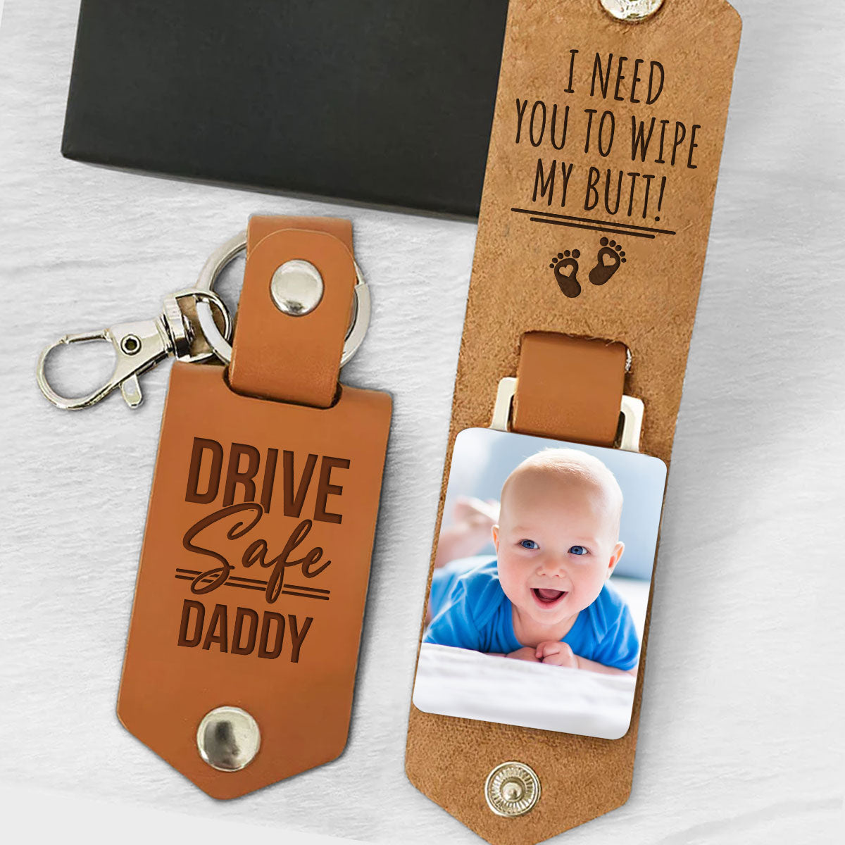 Wipe My Butt - Personalized Leather Photo Keychain