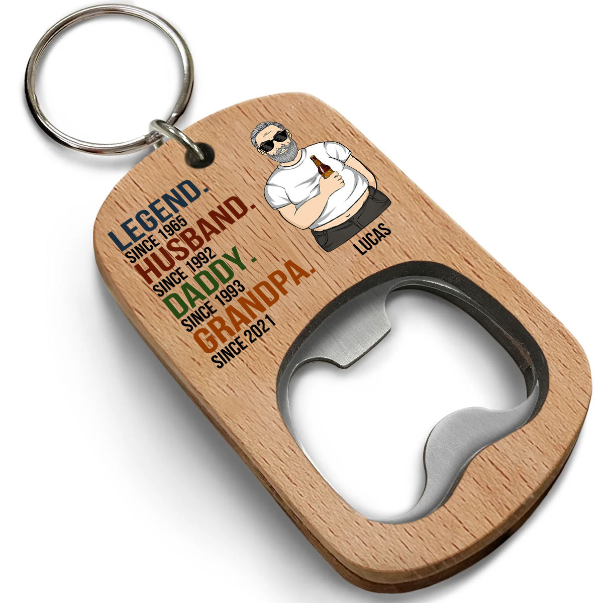 Legendary Father - Personalized Custom Bottle Opener Keychain