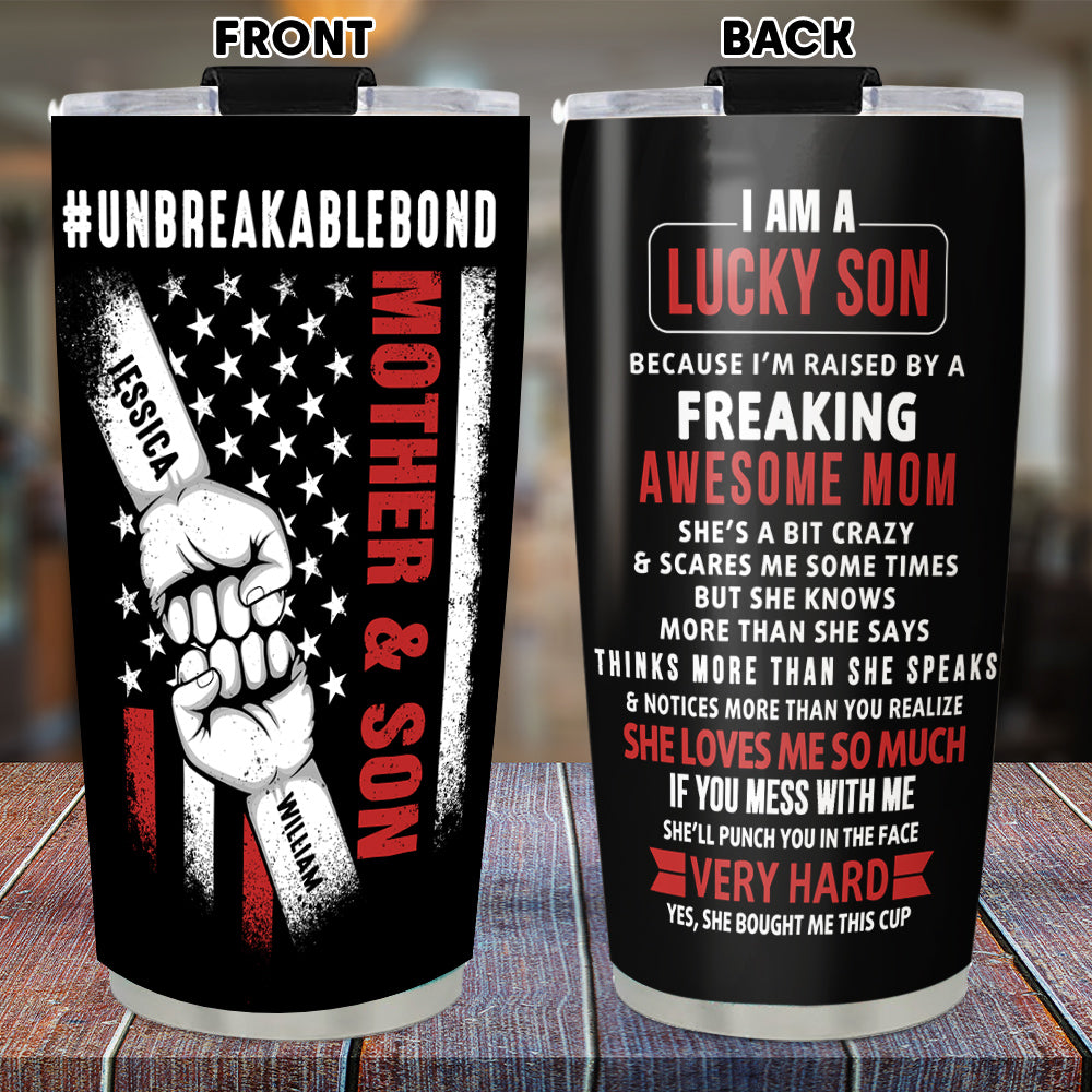 Lucky Son Of An Awesome Mom - Personalized Custom Tumbler