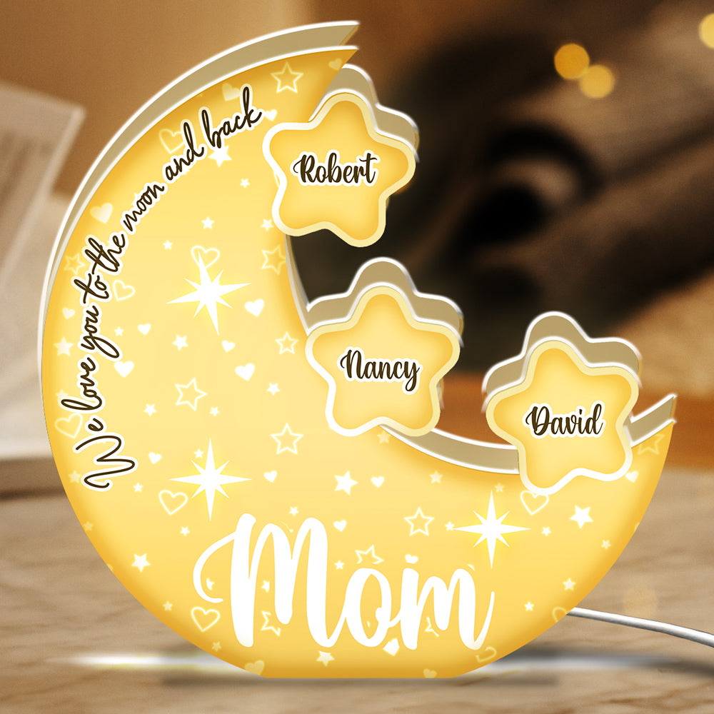 Mom, We Love You To The Moon And Back - Personalized Custom Light Box
