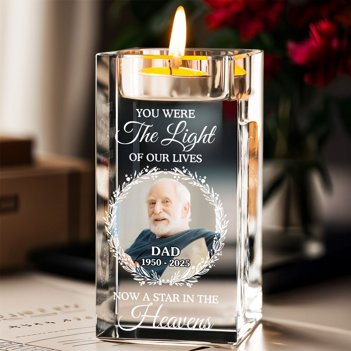 Our Light - Personalized Custom Crystal Candle Holder