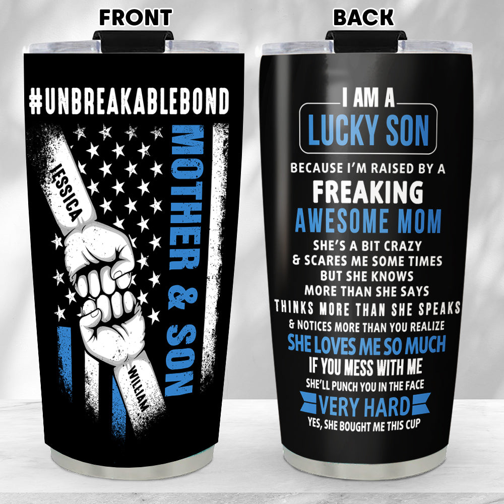 Lucky Son Of An Awesome Mom - Personalized Custom Tumbler