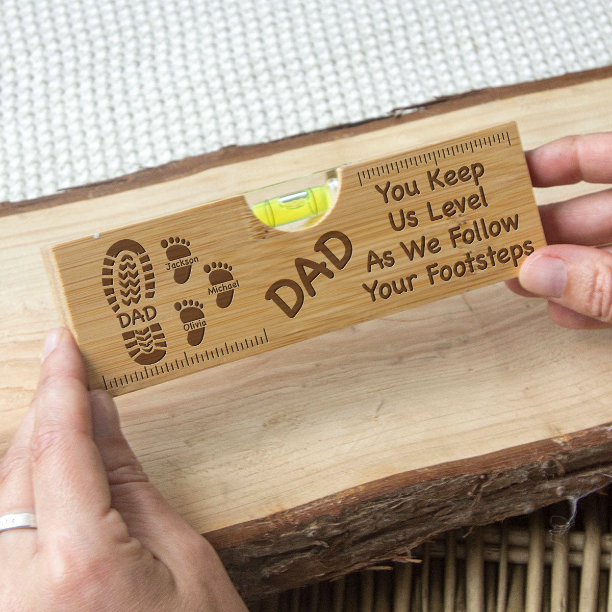 Dad You Keep Me Level - Personalized Custom Engraved Wooden Spirit Level Bottle Opener
