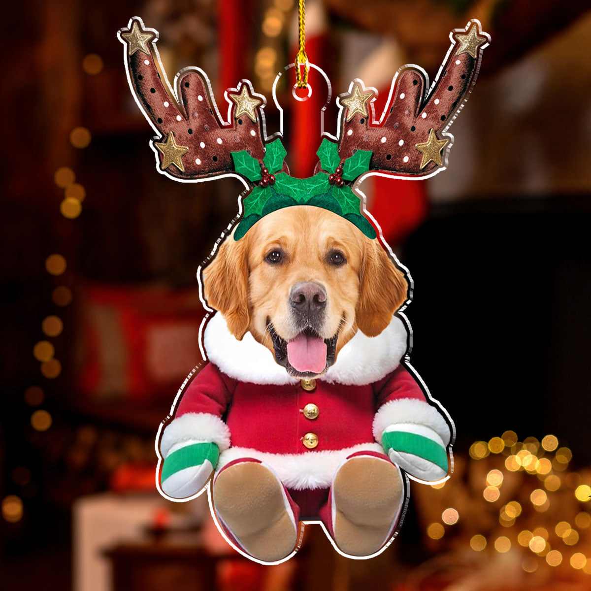 Baby Dog Reindeer - Personalized Custom Acrylic Ornament