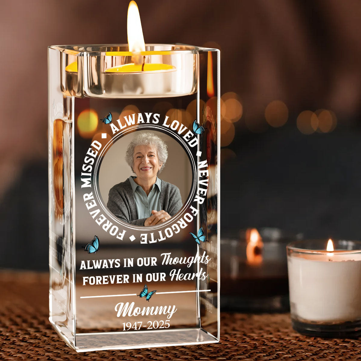 Always Loved - Personalized Custom Crystal Candle Holder