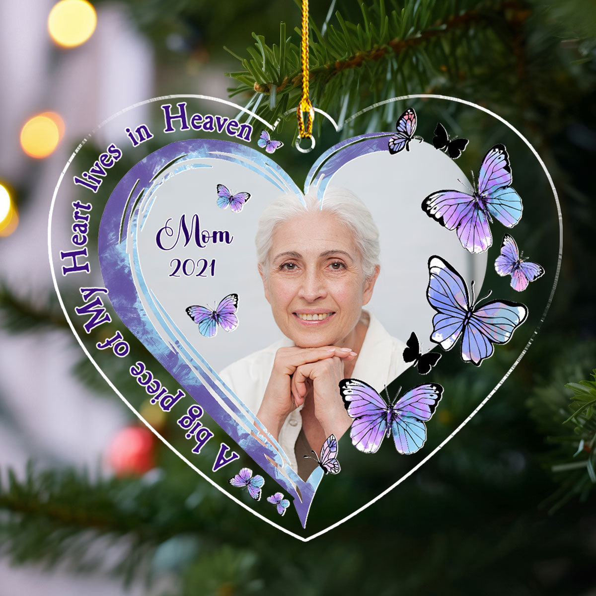 A Big Piece Of My Heart Lives In Heaven - Personalized Custom Acrylic Ornament