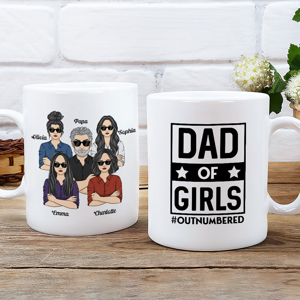 Dad Of Girls - Personalized Custom Coffee Mug