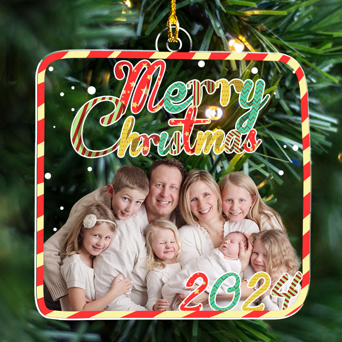 Our family At Christmas - Personalized Custom Acrylic Ornament