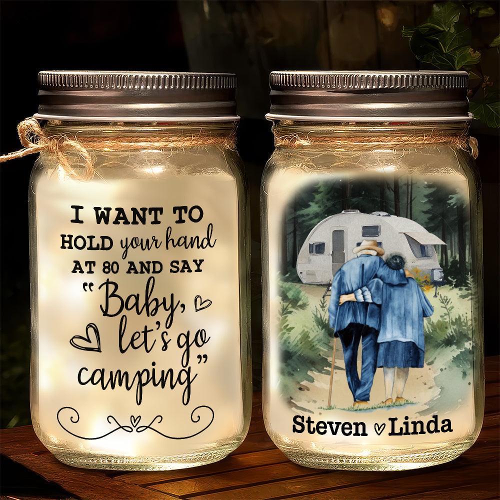 Baby Lets Go Camping  - Personalized Custom Mason Jar Light