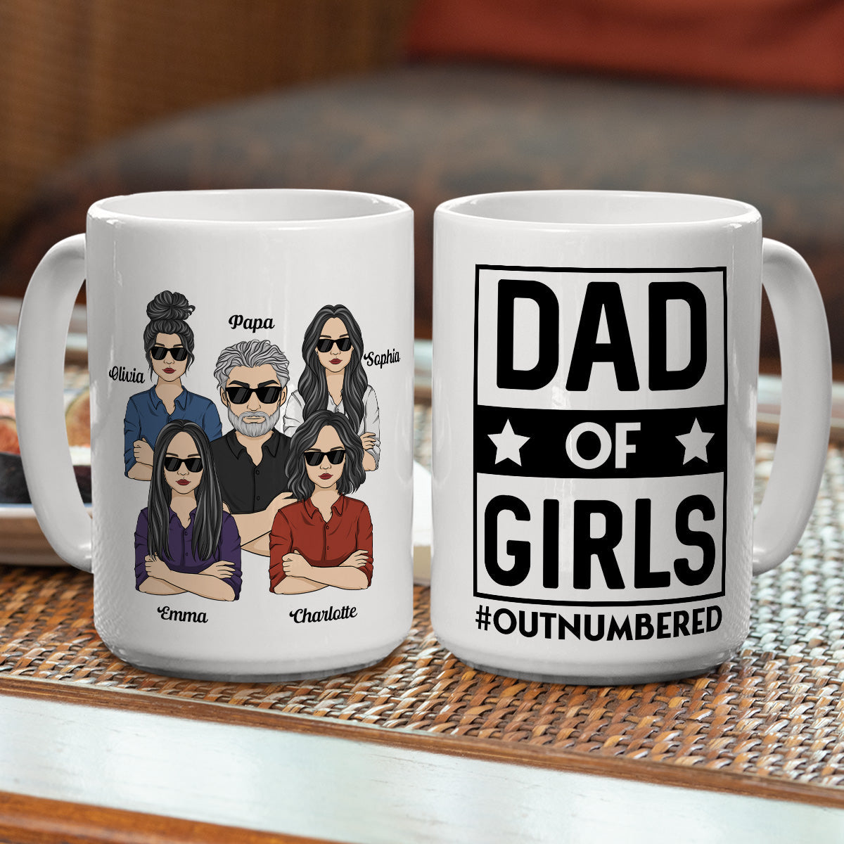 Dad Of Girls - Personalized Custom Coffee Mug