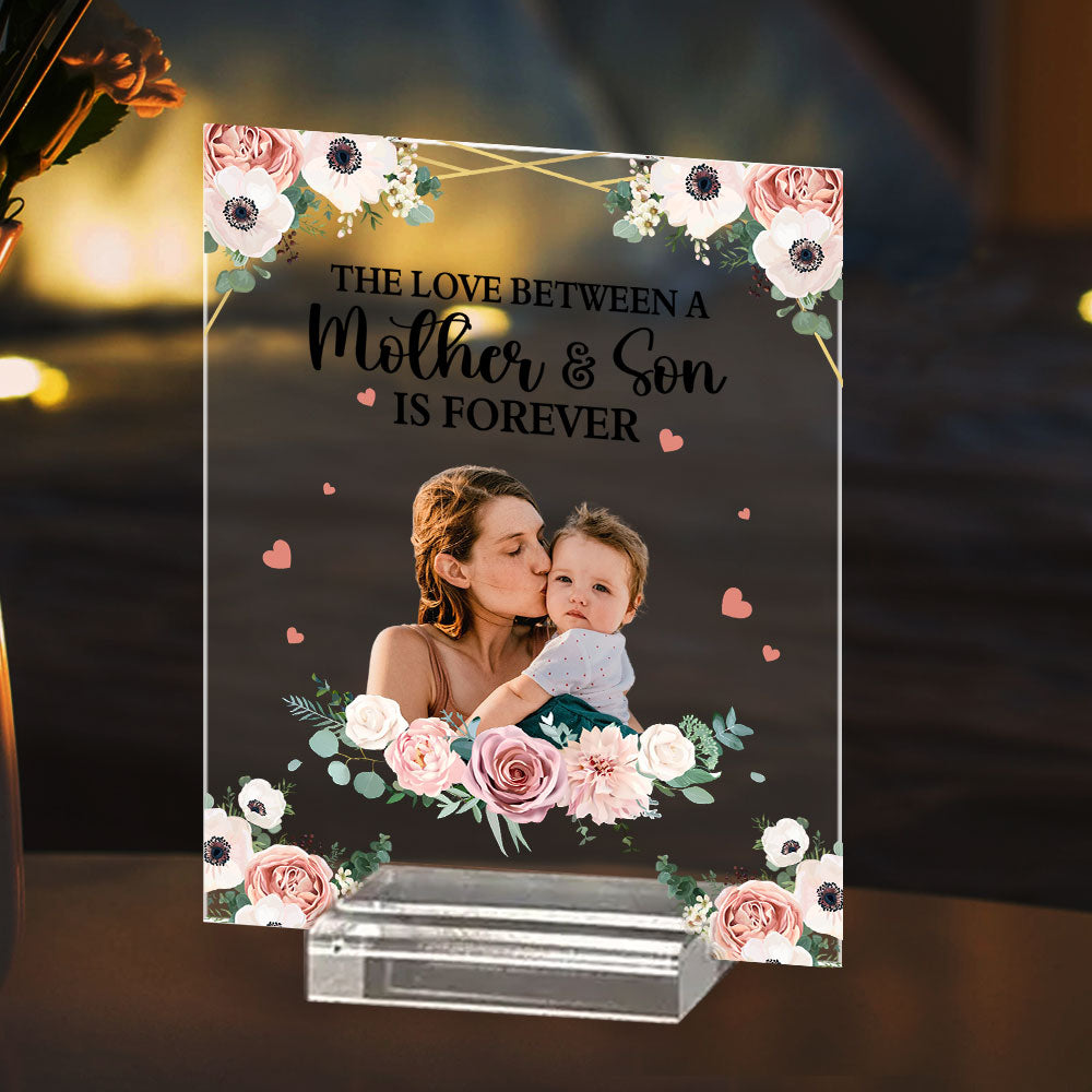Mother And Children Forever Linked Together - Personalized Custom Acrylic Plaque With Base