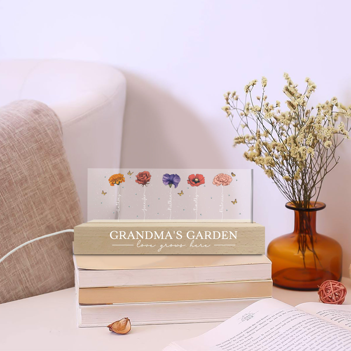 Garden Of Grandma - Personalized Custom Acrylic Letters 3D LED Night Light