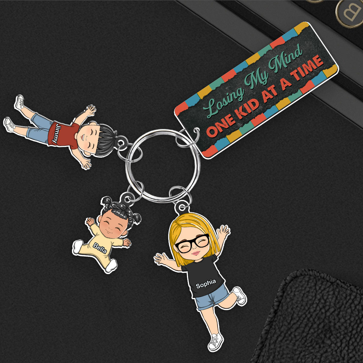 Losing My Mind One Kid At A Time - Personalized Acrylic Tag Keychain