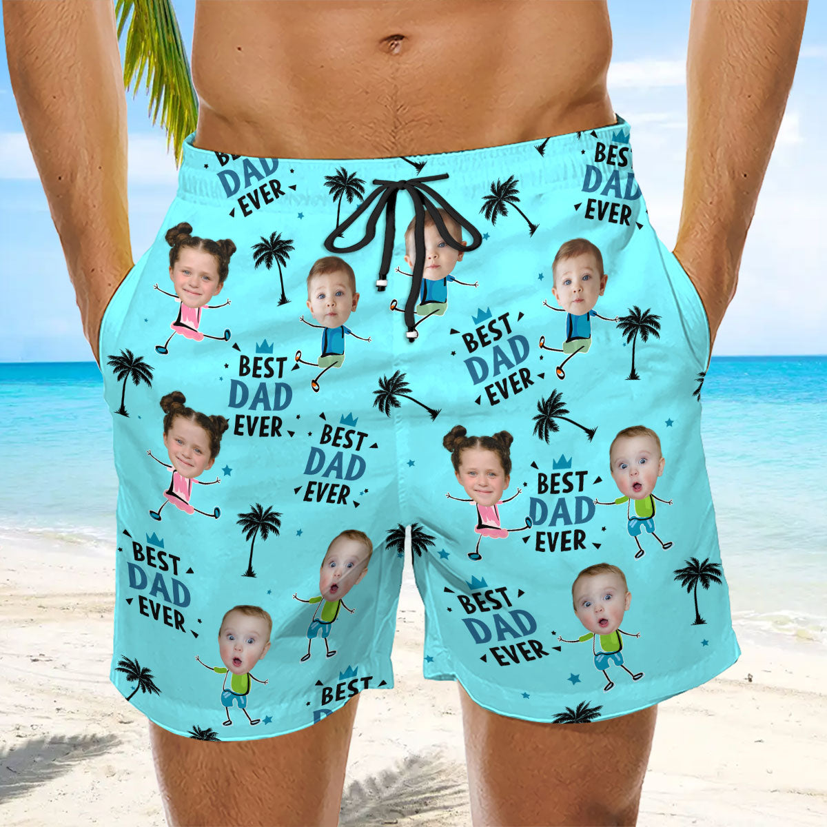 Best Dad Ever Summer Vibe - Personalized Custom Beach Shorts