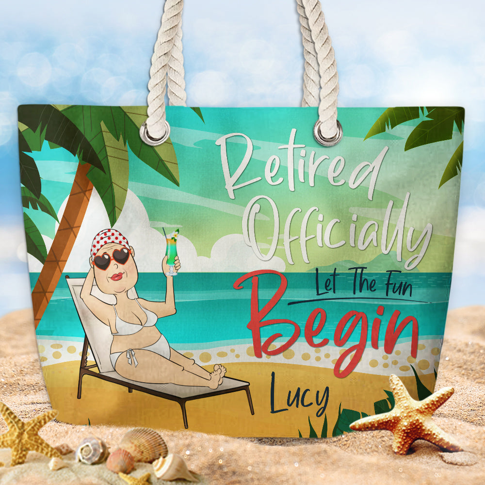 Retired Officially - Personalized Beach Bag